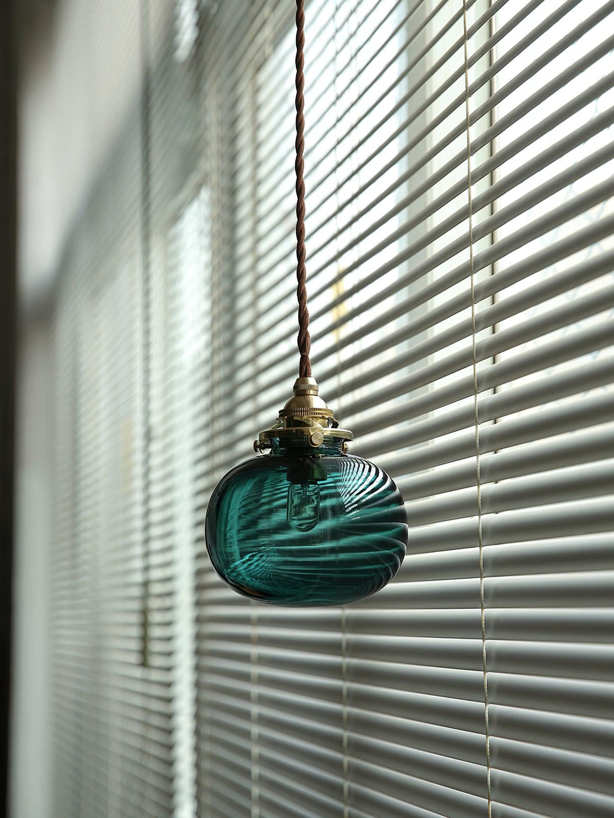 Glass Globe Hanging Lamp 5 in Diameter Vintage Brass Fixture Height Adjustable Wire Ceiling Suspension for Kitchen Dining Room Entryway Nook