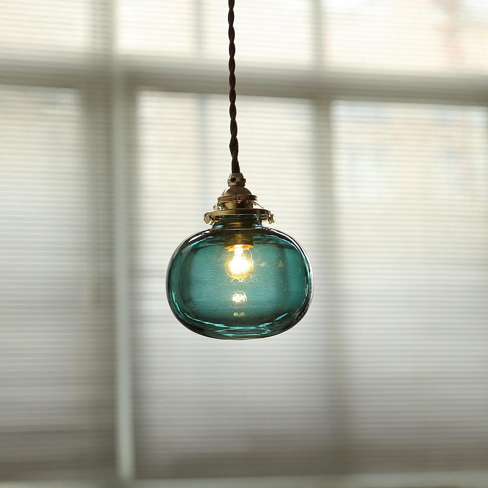 Glass Globe Hanging Lamp 5 in Diameter Vintage Brass Fixture Height Adjustable Wire Ceiling Suspension for Kitchen Dining Room Entryway Nook