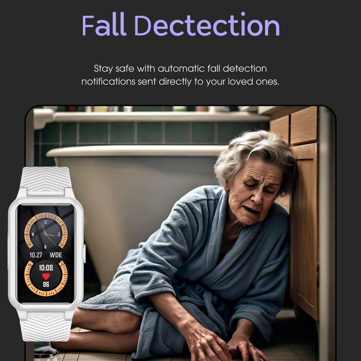 Senior Smartwatch with Emergency SOS, Fall Detection Device, GPS Tracking Device with WiFi, Health Monitoring Watch