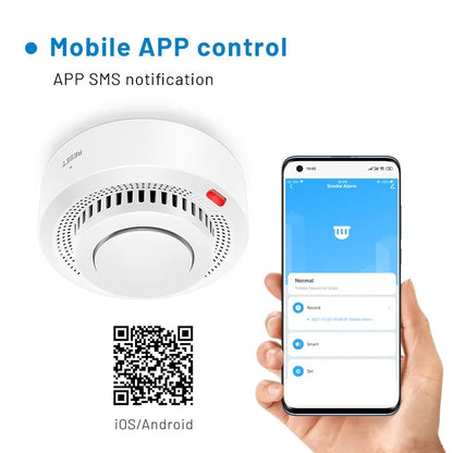 Battery Smoke Detector with Loud Alarm, Smart WiFi Smoke Alarm and Heat Detector, Fire Detector for Bedroom and Kitchen