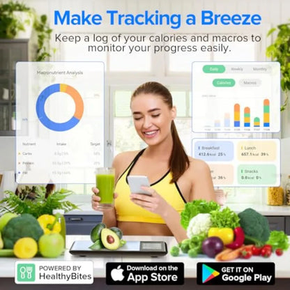 Digital Kitchen Scale with Nutrition Tracking App for Meal Prep, Calorie Counter, Macro Tracker, Portion Control, Weight Loss, Home