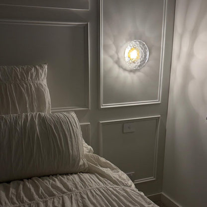 Modern Glass Sconce Light for Bedroom Hallway | Textured LED Wall Fixture Black or Gold Finish | Indoor Ambient Lighting
