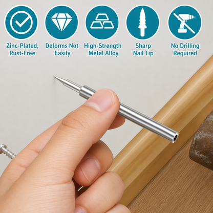 Double-Head Baseboard Nail Set for Invisible Trim Installation 100-Piece Galvanized Steel Fasteners with Tool for Wall Molding Carpentry Pro