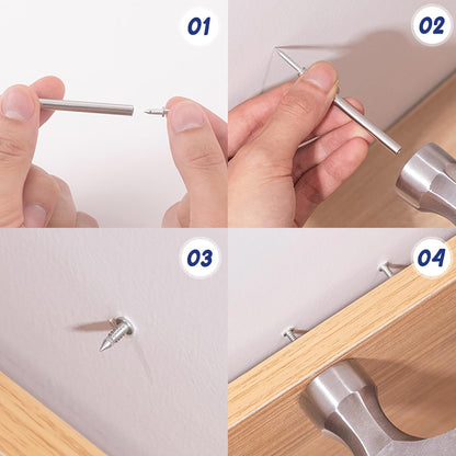 Double-Head Baseboard Nail Set for Invisible Trim Installation 100-Piece Galvanized Steel Fasteners with Tool for Wall Molding Carpentry Pro