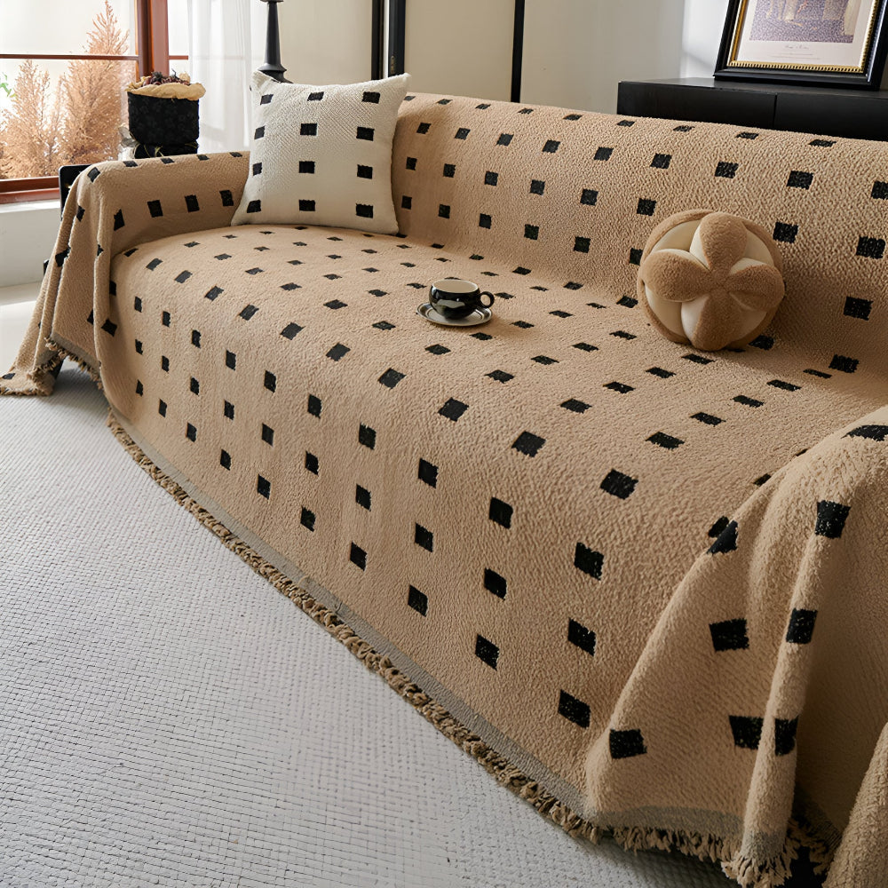 Sofara Sofa Cover - Premium Microfiber, Modern Square Pattern, Wrinkle-Resistant