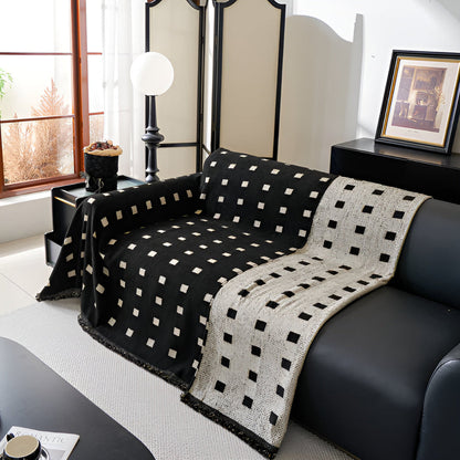 Sofara Sofa Cover - Premium Microfiber, Modern Square Pattern, Wrinkle-Resistant