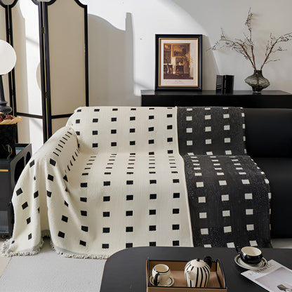 Sofara Sofa Cover - Premium Microfiber, Modern Square Pattern, Wrinkle-Resistant