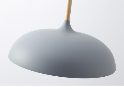 Wood & Metal Dome Shade Hanging Light 14 in Pastel Finish for Kitchen Island Dining Room Nursery Workspace E27 Socket Adjustable Height Cord