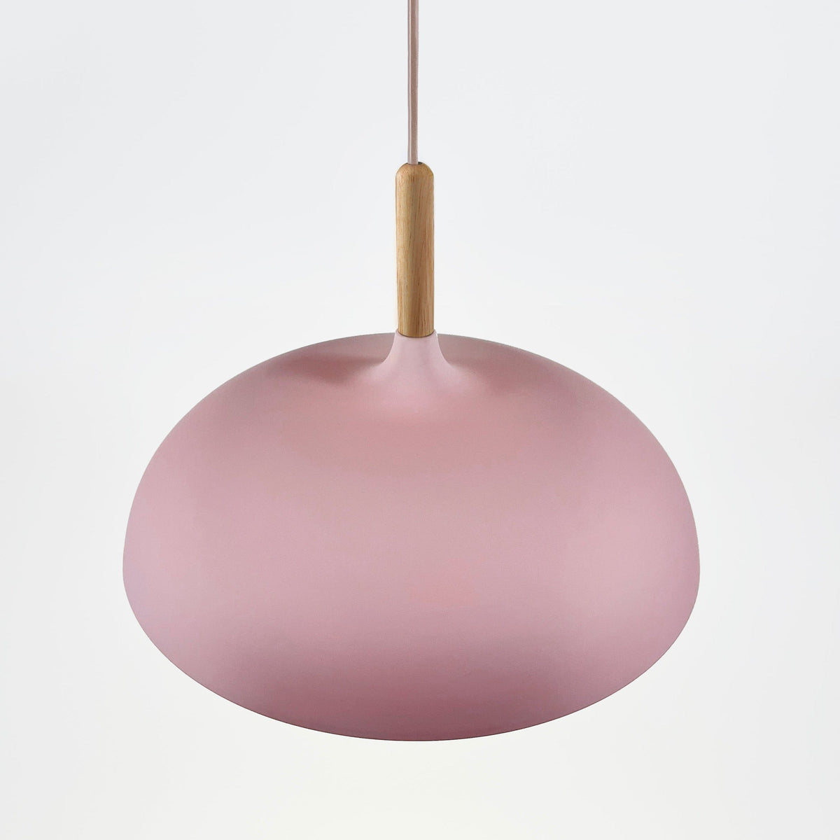 Wood & Metal Dome Shade Hanging Light 14 in Pastel Finish for Kitchen Island Dining Room Nursery Workspace E27 Socket Adjustable Height Cord