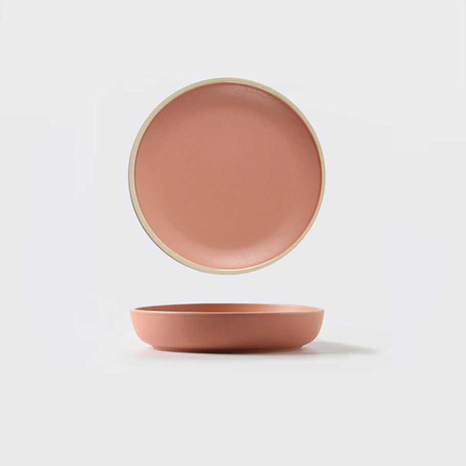 Soho Ceramic Dinner Plates in Pastel Tones with Sesame Dot Pattern – Elegant Stoneware for Everyday Dining