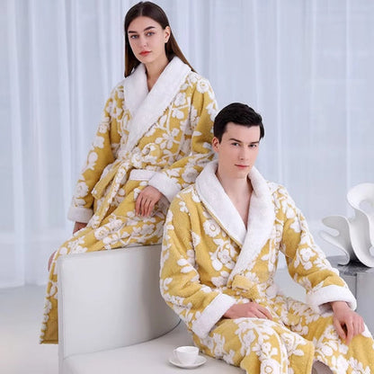 Solara Luxe Bathrobe - Plush Microfiber, Double-Layer Jacquard Design