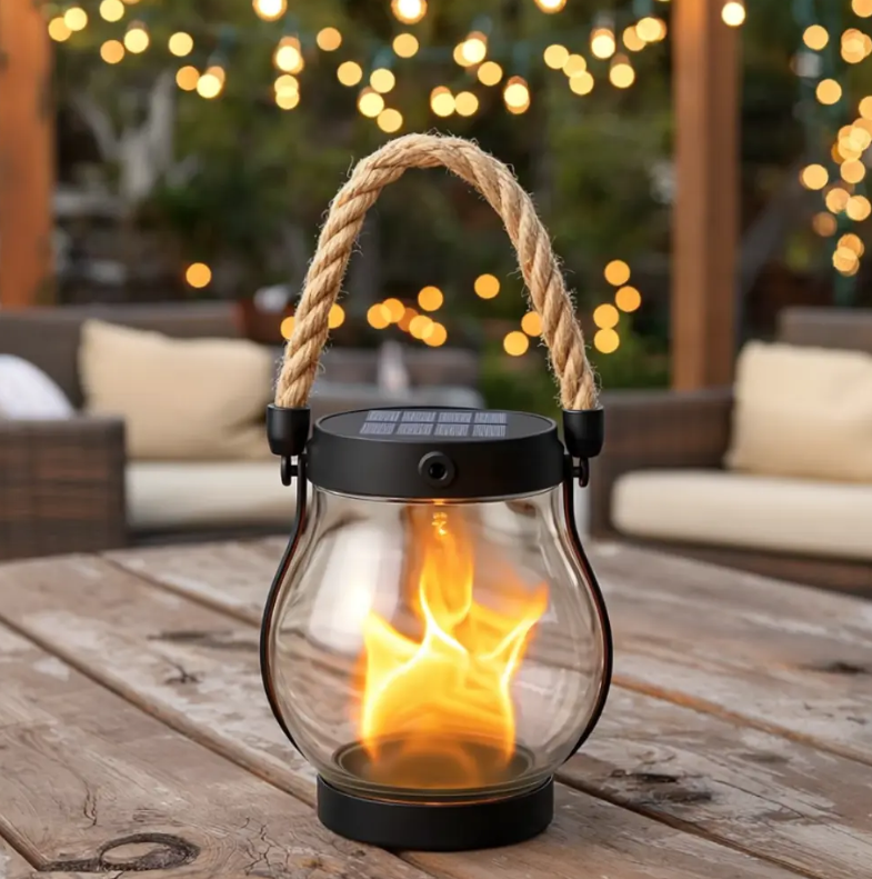 SolarGlowX | Solar-Powered Outdoor Lantern with Authentic Flame Effect | 12-Hour Illumination for Safe Ambiance