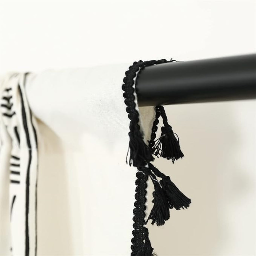Solara Light Curtain - Embroidered Microfiber, Elegant Tassel Design