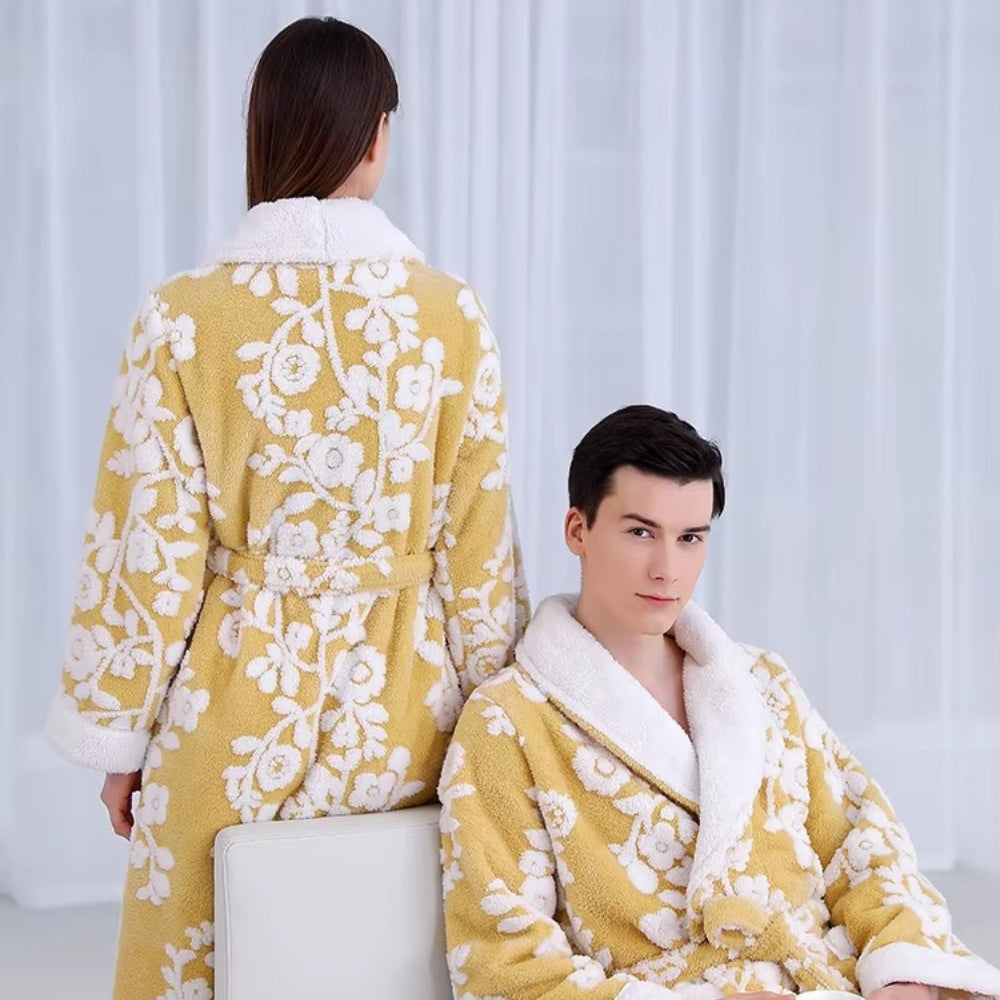 Solara Luxe Bathrobe - Plush Microfiber, Double-Layer Jacquard Design