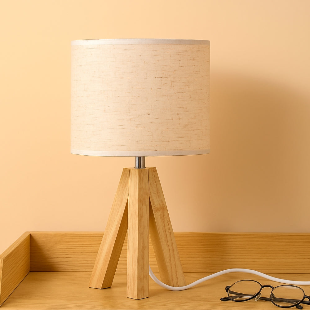 Solara Table Lamp - Wooden Base, Adjustable Light Settings for Bedroom and Desk