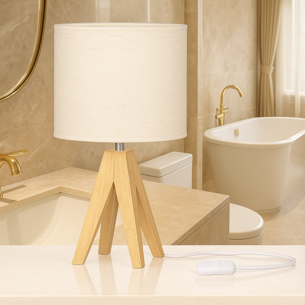 Solara Table Lamp - Wooden Base, Adjustable Light Settings for Bedroom and Desk