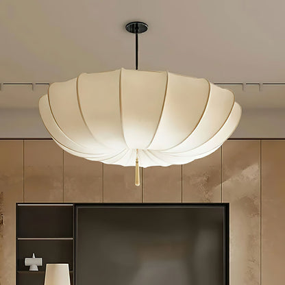 Fabric Ceiling Light Fixture White 16 in Diameter for Dining Room Kitchen Bedroom Adjustable Height Modern Hanging Lamp E26 Socket