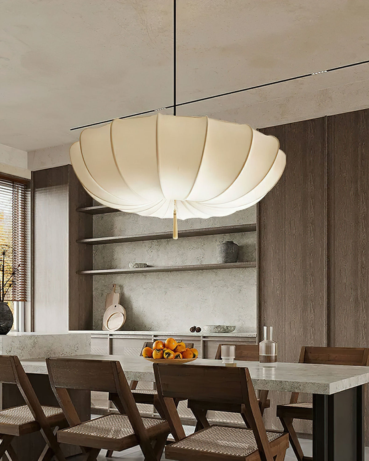 Fabric Ceiling Light Fixture White 16 in Diameter for Dining Room Kitchen Bedroom Adjustable Height Modern Hanging Lamp E26 Socket