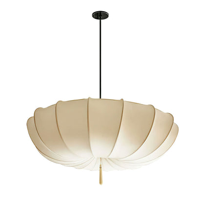 Fabric Ceiling Light Fixture White 16 in Diameter for Dining Room Kitchen Bedroom Adjustable Height Modern Hanging Lamp E26 Socket