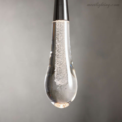 Seeded Glass Teardrop Pendant Light Dimmable LED for Kitchen Island Dining Room Entryway Adjustable Cord Vaulted Ceiling Compatible