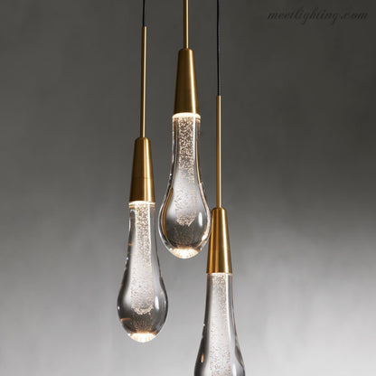 Seeded Glass Teardrop Pendant Light Dimmable LED for Kitchen Island Dining Room Entryway Adjustable Cord Vaulted Ceiling Compatible