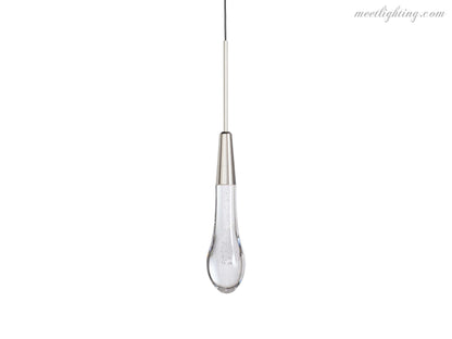 Seeded Glass Teardrop Pendant Light Dimmable LED for Kitchen Island Dining Room Entryway Adjustable Cord Vaulted Ceiling Compatible