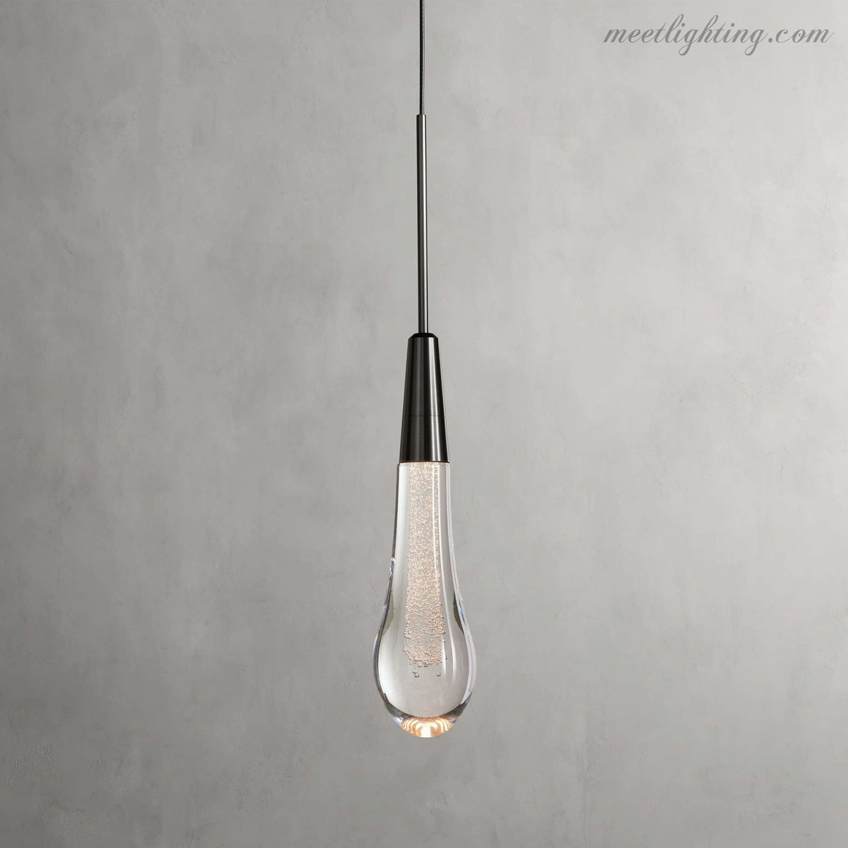 Seeded Glass Teardrop Pendant Light Dimmable LED for Kitchen Island Dining Room Entryway Adjustable Cord Vaulted Ceiling Compatible