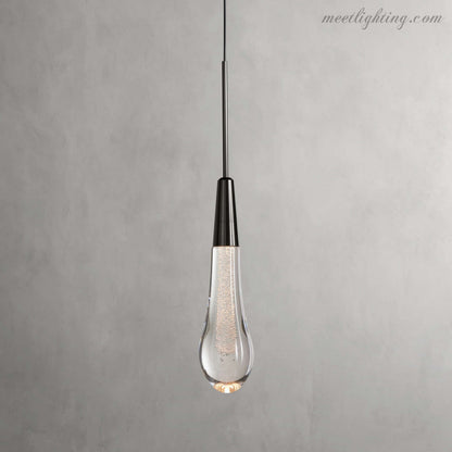 Seeded Glass Teardrop Pendant Light Dimmable LED for Kitchen Island Dining Room Entryway Adjustable Cord Vaulted Ceiling Compatible