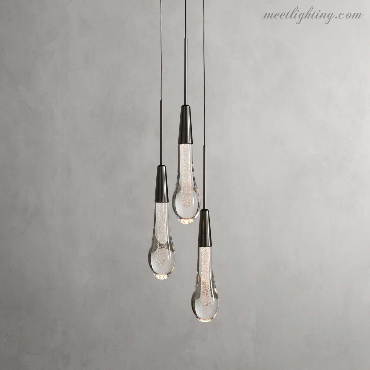 Seeded Glass Teardrop Pendant Light Dimmable LED for Kitchen Island Dining Room Entryway Adjustable Cord Vaulted Ceiling Compatible