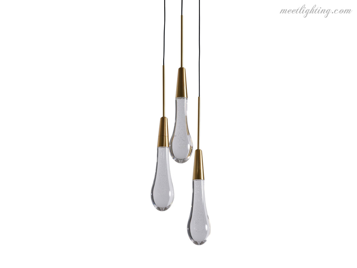 Seeded Glass Teardrop Pendant Light Dimmable LED for Kitchen Island Dining Room Entryway Adjustable Cord Vaulted Ceiling Compatible