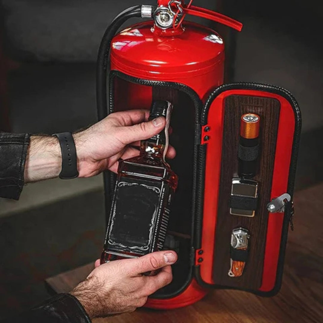 Fire Extinguisher Mini Bar Cabinet – Industrial Metal Drink Station for Man Cave & Living Room
