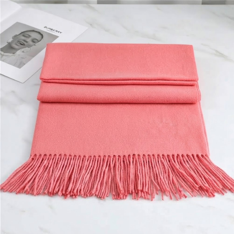 Soft Cashmere Scarf with Fringe – Elegant Wrap for Fall & Winter Cold Weather