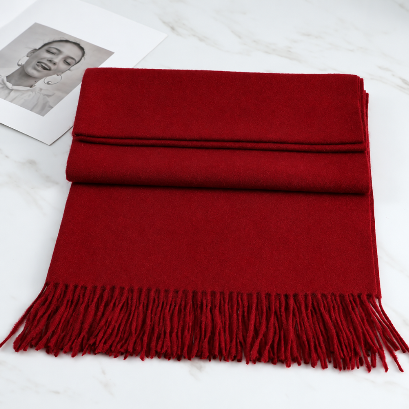 Soft Cashmere Scarf with Fringe – Elegant Wrap for Fall & Winter Cold Weather