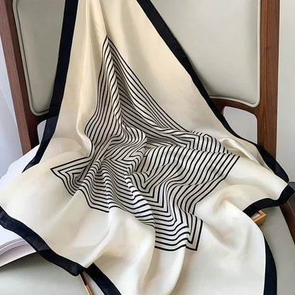 Silk Scarves Square 70 cm, Womens Scarf Plaid Silk Neck Scarf for Summer, Lightweight Hair Scarf Tie for Casual Outings