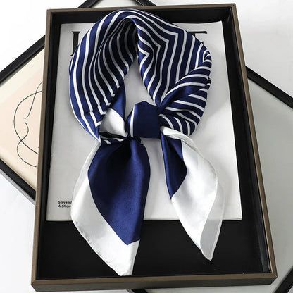 Silk Scarves Square 70 cm, Womens Scarf Plaid Silk Neck Scarf for Summer, Lightweight Hair Scarf Tie for Casual Outings