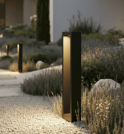 Weatherproof Pathway Bollard Light 24 Inches Tall Dual-Lens Aluminum Housing LED Walkway Fixture Yard Landscaping Illumination Outdoor Drive