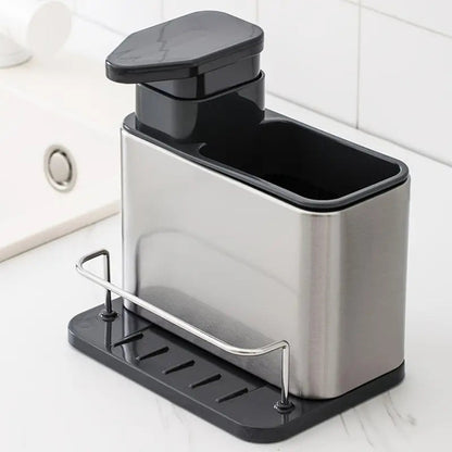 Sorin Kitchen Organizer - Stainless Steel Soap Dispenser and Utensil Rack