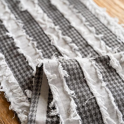 Sorin Table Runner - Linen Blend, Rustic Frayed Fabric Strips