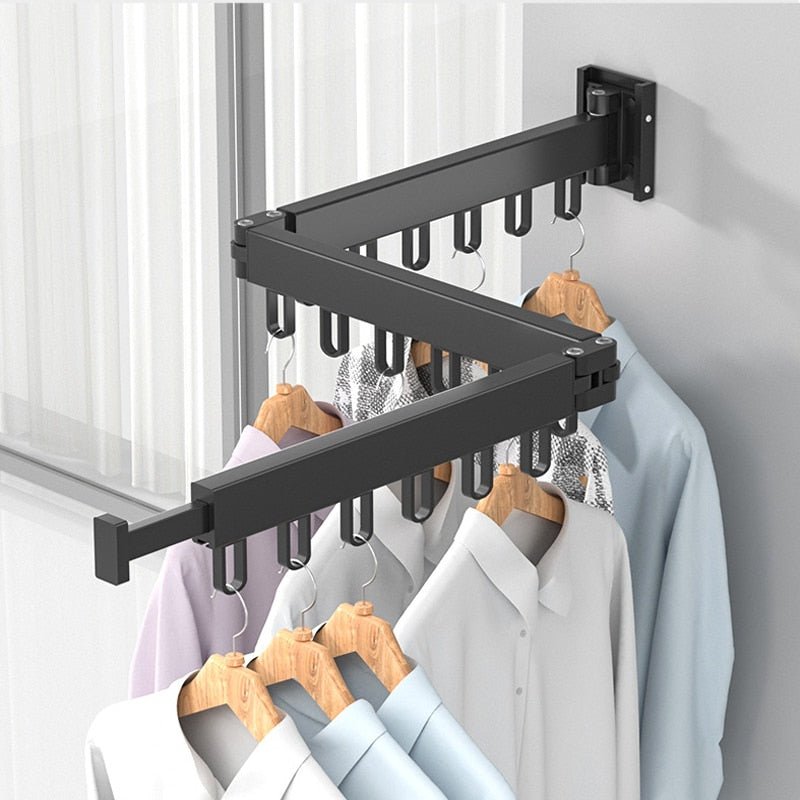 Wall Mounted Clothes Drying Rack, Retractable Foldable Drying Rack for Laundry, Space Saving Laundry Rack