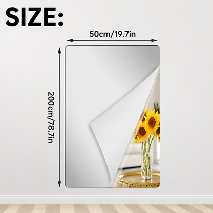 Shatter-Proof Mirror Film Self-Adhesive Reflective Sheet for Walls Doors Furniture Safety 20x39 inches Trim-to-Fit PET Plastic Home Decor Ki