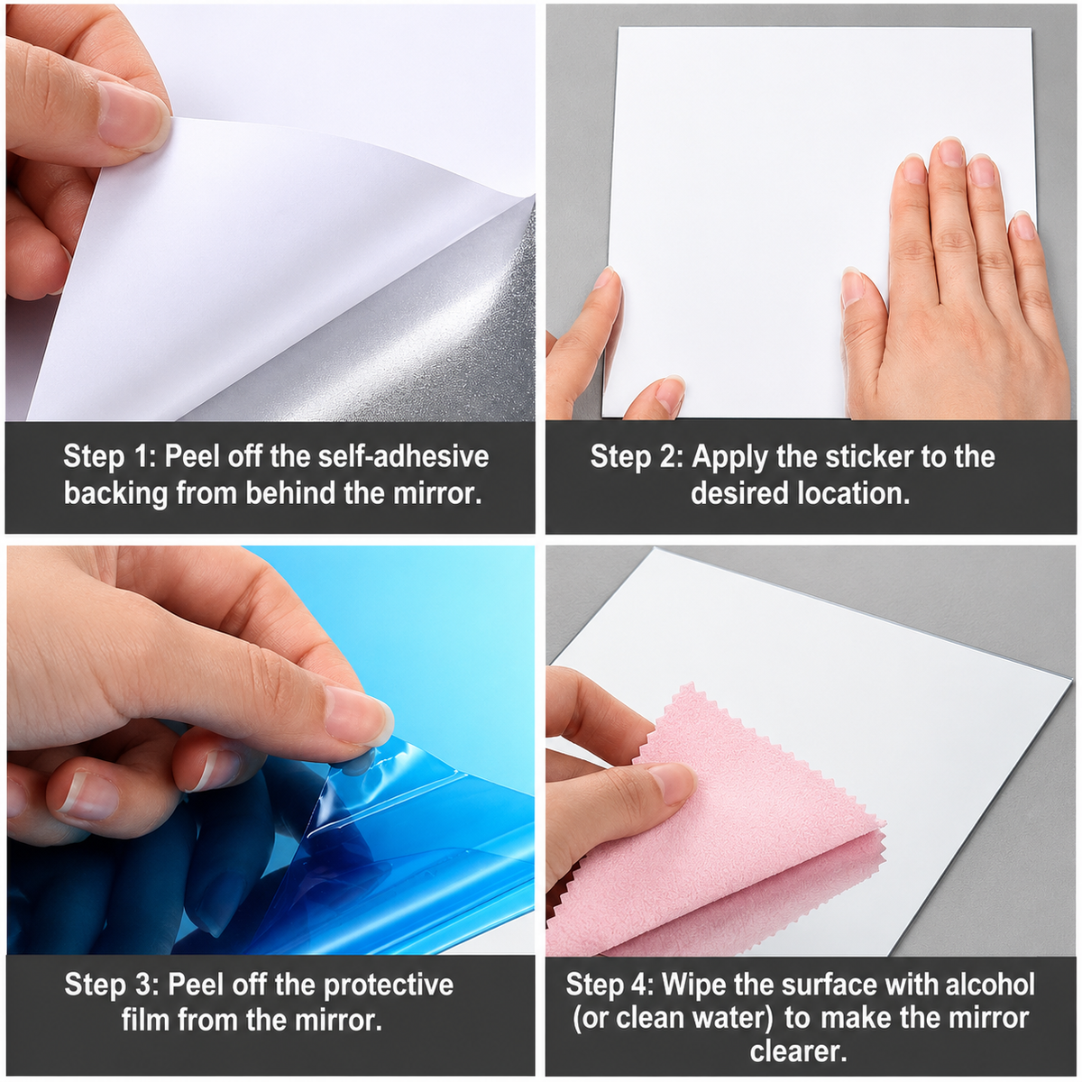 Shatterproof Mirror Film Sheet | Self-Adhesive Reflective Surface | Trim-to-Fit Wall Decal | Crystal Clear Finish for Walls, Doors &