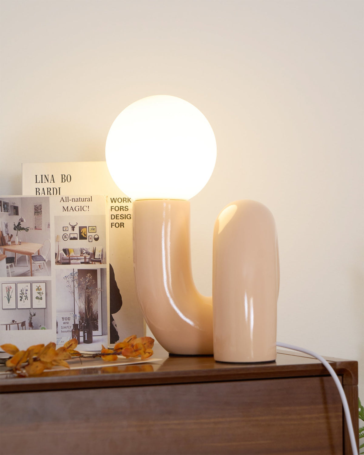 Twisted Glass Accent Lamp for Desk & Nightstand — 10 in Sculptural Design in Pink, Blue, White & Red — LED Glow for Bedroom, Living Room & O
