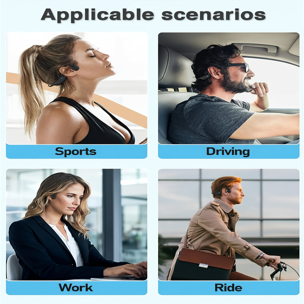 Sport Audio | Wireless Bone Conduction Headphones with USB Charging | Open Ear Design for Safety and Comfort
