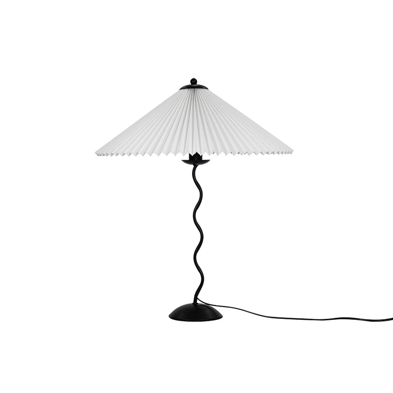 Sculptural Desk Lamp with Gathered Shade & Arc Base 17-inch Beige White Green Black Nightstand Light for Bedroom Living Room Accent