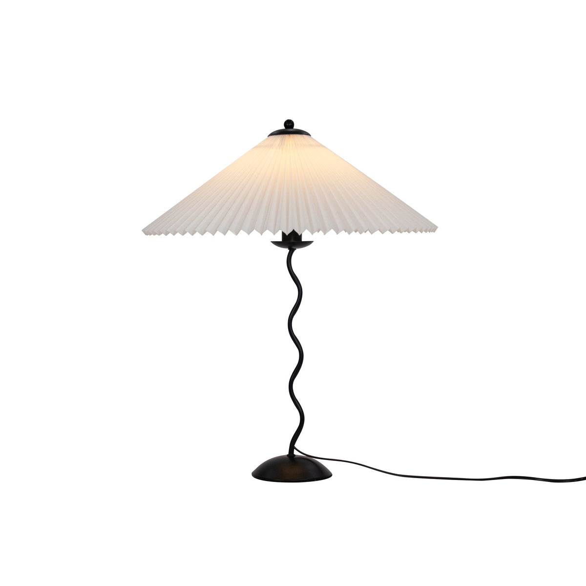 Sculptural Desk Lamp with Gathered Shade & Arc Base 17-inch Beige White Green Black Nightstand Light for Bedroom Living Room Accent