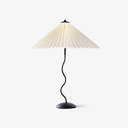 Sculptural Desk Lamp with Gathered Shade & Arc Base 17-inch Beige White Green Black Nightstand Light for Bedroom Living Room Accent