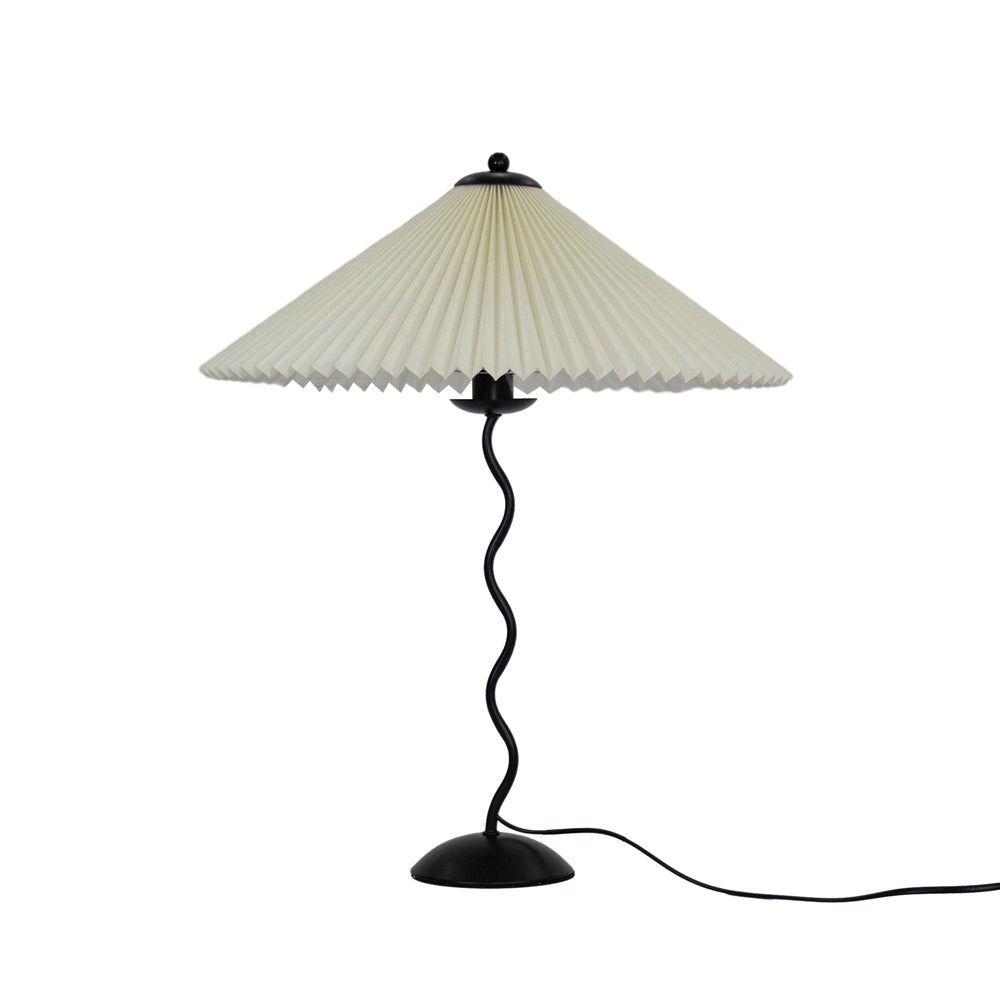 Sculptural Desk Lamp with Gathered Shade & Arc Base 17-inch Beige White Green Black Nightstand Light for Bedroom Living Room Accent