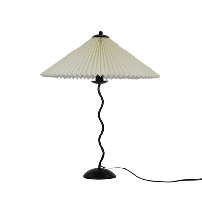Sculptural Desk Lamp with Gathered Shade & Arc Base 17-inch Beige White Green Black Nightstand Light for Bedroom Living Room Accent