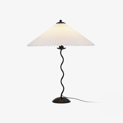 Sculptural Desk Lamp with Gathered Shade & Arc Base 17-inch Beige White Green Black Nightstand Light for Bedroom Living Room Accent