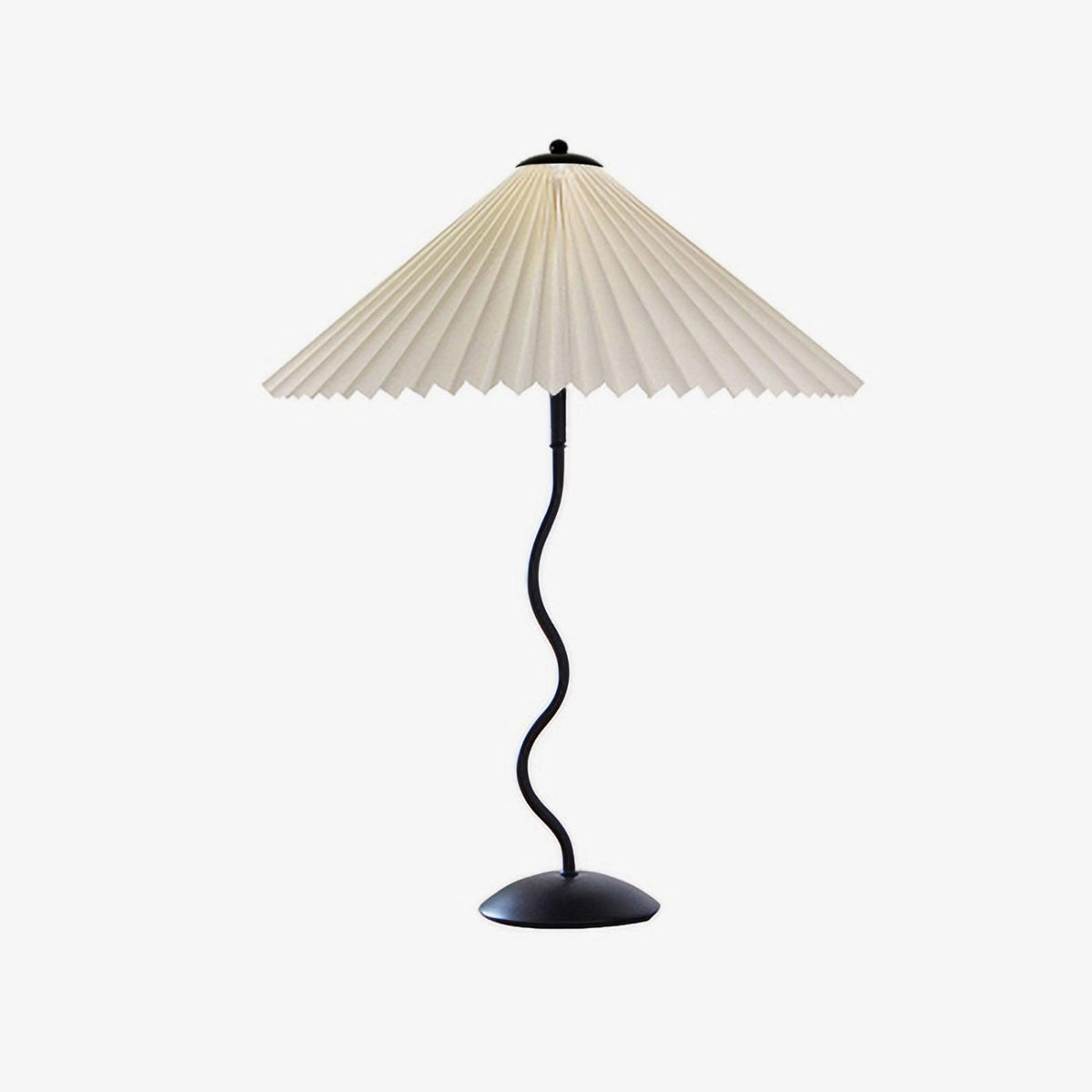 Sculptural Desk Lamp with Gathered Shade & Arc Base 17-inch Beige White Green Black Nightstand Light for Bedroom Living Room Accent